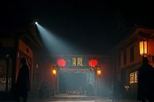 深夜列车车厢内灯管频闪的画面